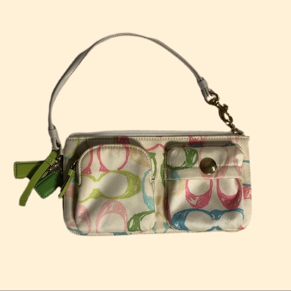 Coach Bag Wristlet Pastel Signature Scribble